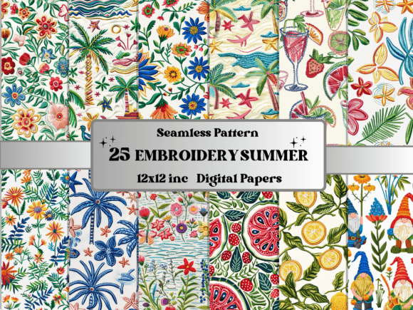 Seamless Summer Embroidery Pattern